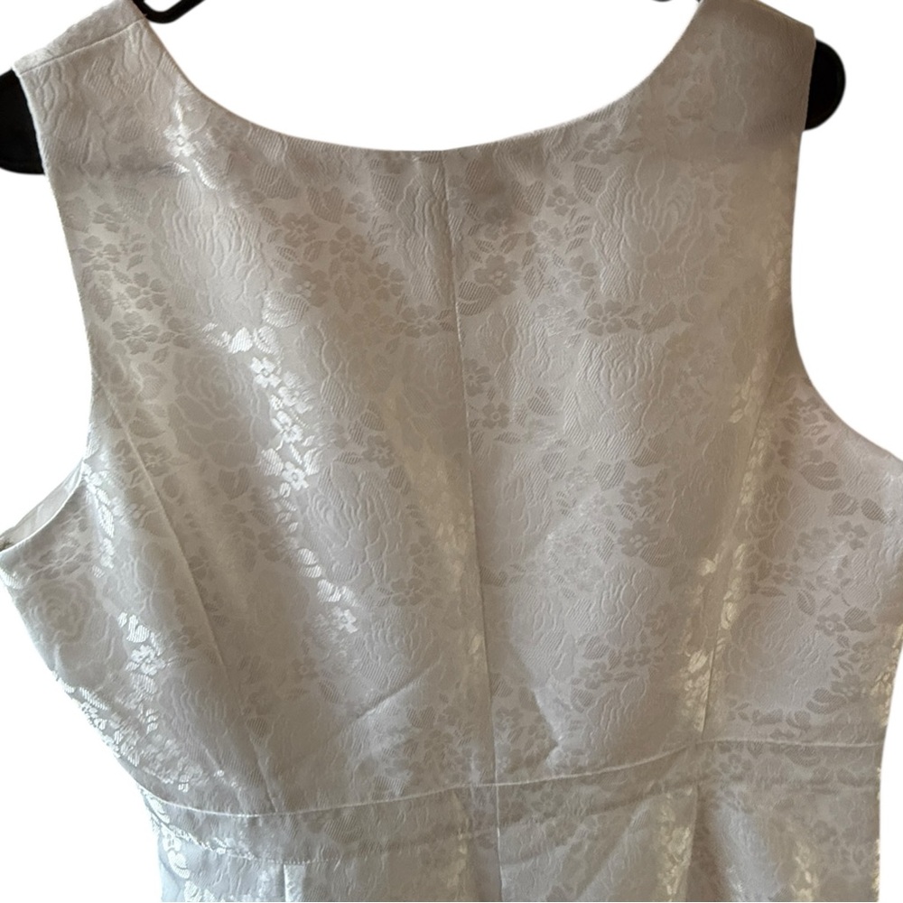 John Meyer Collection Plus Size Jacquard Floral Textured White Formal Dress - Picture 9 of 15